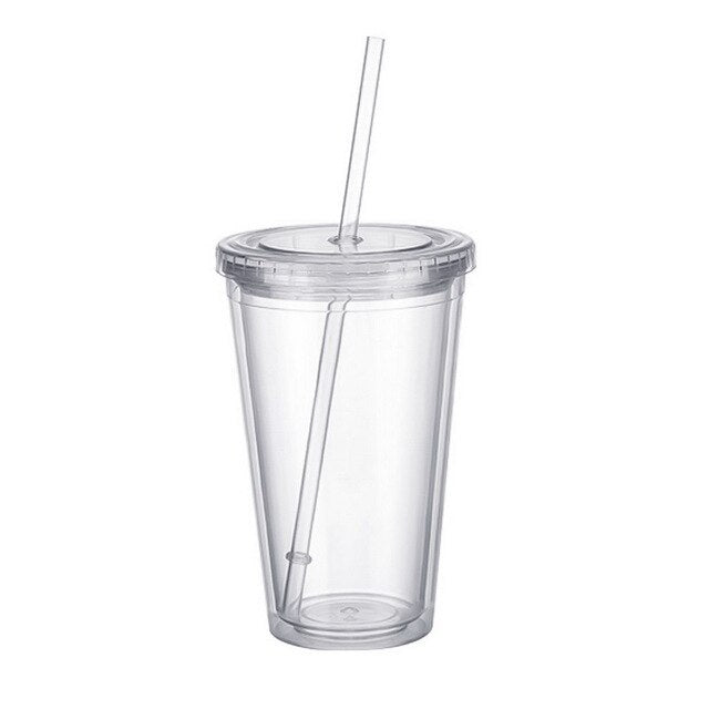 500ml Travel Mug With Straw Reusable Smoothie Plastic Iced Tumbler Dou –  Anthropologie Letter Mug