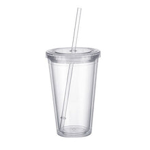 Load image into Gallery viewer, 500ml Travel Mug With Straw Reusable Smoothie Plastic Iced Tumbler Double-walled Ice Cold Drink Coffee Juice Tea Cup
