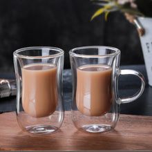 Load image into Gallery viewer, 80ml European Double Coffee Mug Heat-resistant Double Glass Cappuccino Cup Milk Cup Juice Cup New Cafe Office
