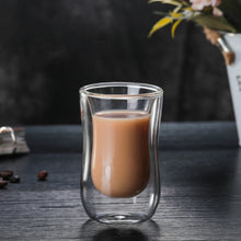 Load image into Gallery viewer, 80ml European Double Coffee Mug Heat-resistant Double Glass Cappuccino Cup Milk Cup Juice Cup New Cafe Office
