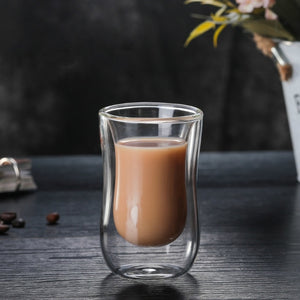 80ml European Double Coffee Mug Heat-resistant Double Glass Cappuccino Cup Milk Cup Juice Cup New Cafe Office