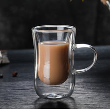 Load image into Gallery viewer, 80ml European Double Coffee Mug Heat-resistant Double Glass Cappuccino Cup Milk Cup Juice Cup New Cafe Office
